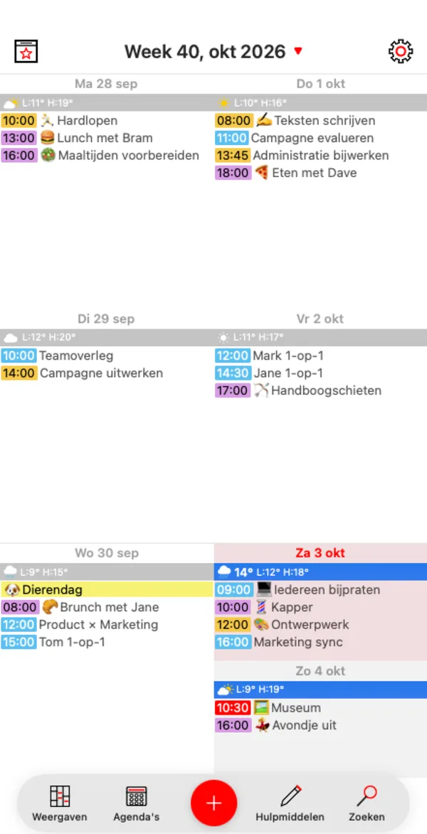 Agenda: de klassieke week in twee kolommen