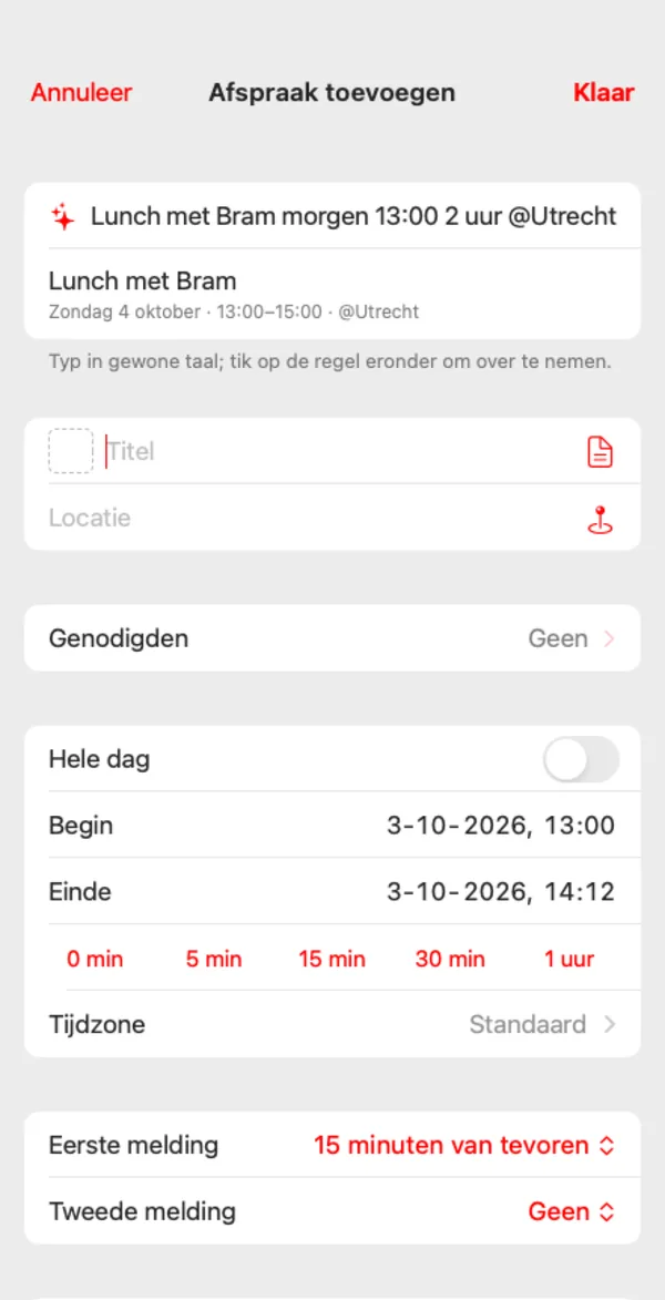 Afspraak toevoegen